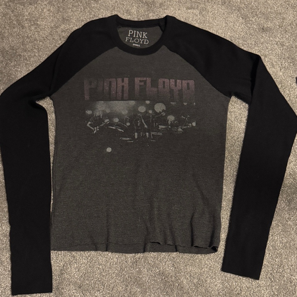 Pink Floyd Black & Charcoal Raglan Graphic Long-Sleeve Top